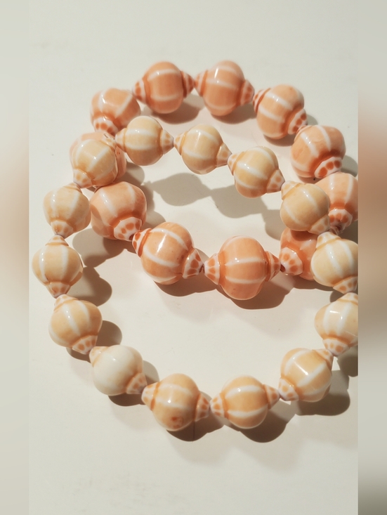 Jewelry - Peach Shell-Bead Stretch Bracelet - Women Jewelry